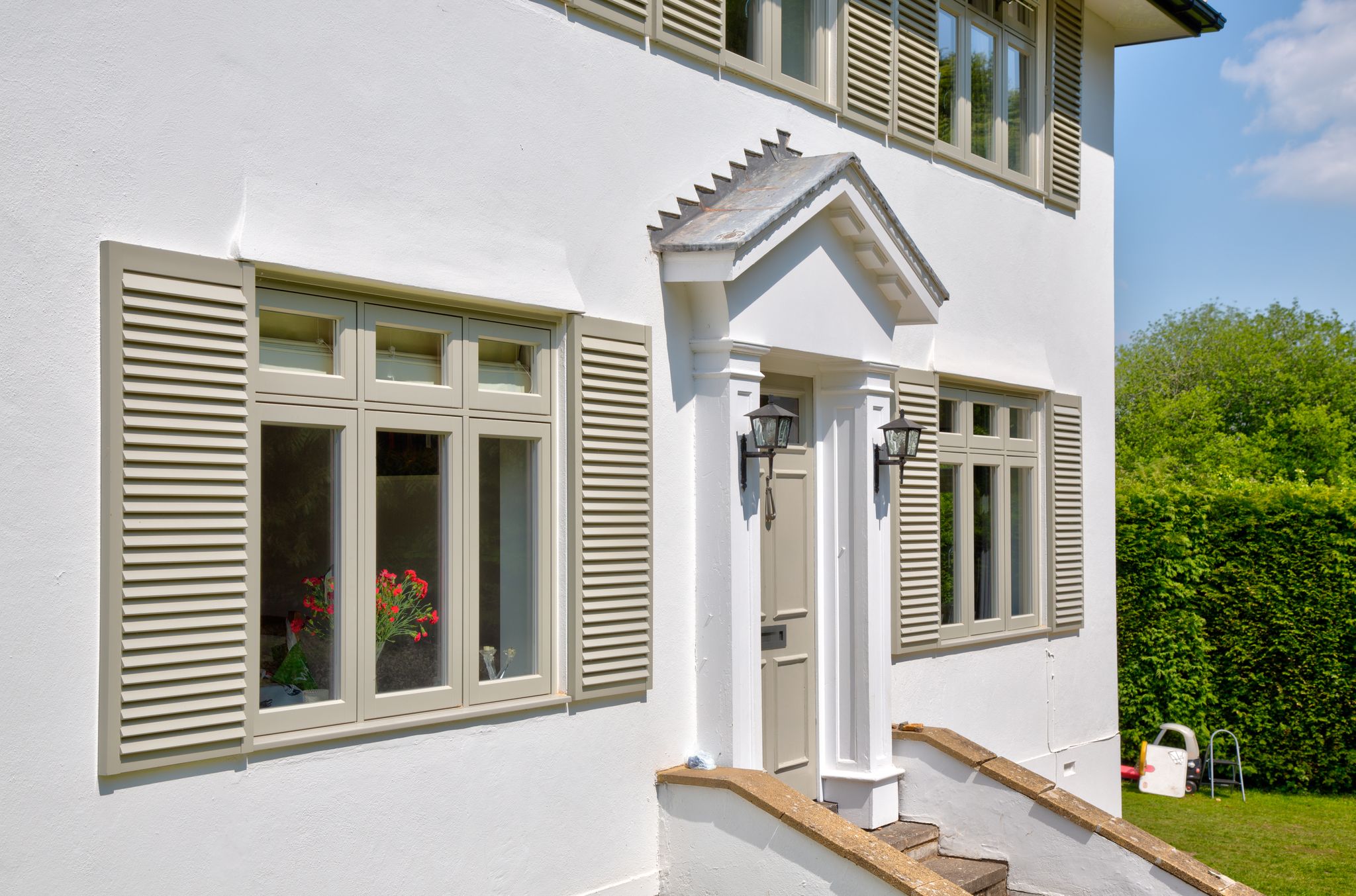 timber casement windows in a home in dorking